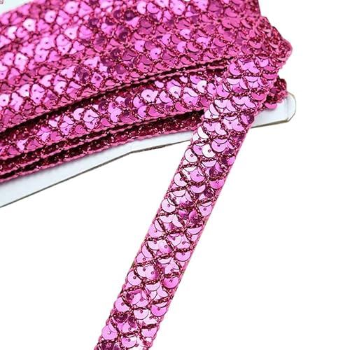 130 cm flache Glitzer-Paillettenborte zum Nähen, rosenrotes Paillettenband, 1,5 cm Pailletten-Borte für Bühnenkostüm-Dekoration von Mcoser