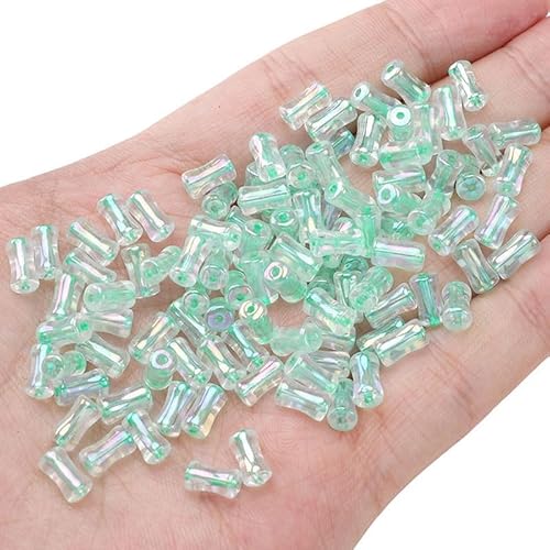 135 Stück Bambus-Glasperlen, grüne Bambus-Gelenk-Abstandshalter, Rocailles für DIY-Perlen, Armbänder, Schmuckherstellung, 4 x 8 mm von Mcoser