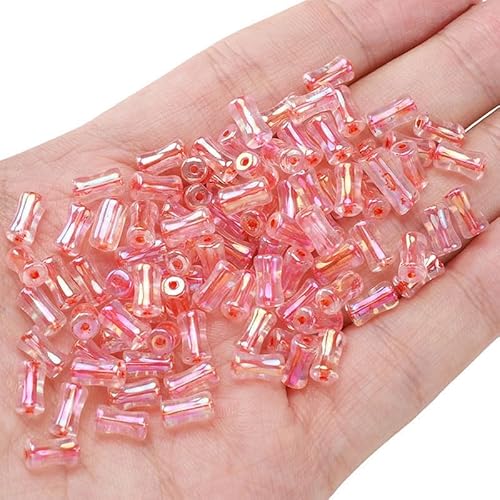 135 Stück Bambus-Glasperlen, rote Bambus-Abstandshalter, Rocailles-Perlen für DIY-Perlen, Armbänder, Schmuckherstellung, 4 x 8 mm von Mcoser