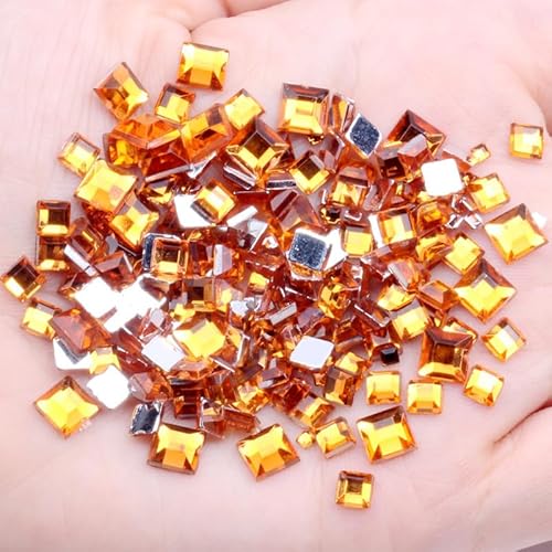 180 Stück quadratische Strasssteine mit flacher Rückseite, orangefarbene flache Rückseite, Acryl-Kristallsteine, 2/4/6 mm, antihaftbeschichtet, Acryl-Strasssteine für Bastelarbeiten, Nagelkunst von Mcoser