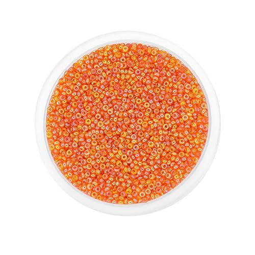 1800 Stück irisierende orangefarbene Rocailles-Perlen für Armbandherstellung, 2 mm, Mini-Abstandshalter, Glasperlen zum Basteln, Ohrring/Halsketten-Perlen 1800 Stück irisierende orangefarbene Rocailles-Perlen für Armbandherstellung, 2 mm, Mini-Abstandshalter, Glasperlen zum Basteln, Ohrring/Halsketten-Perlen von Mcoser