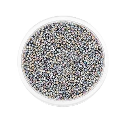1800 Stück schillernde graue Rocailles-Perlen für Armbandherstellung, 2 mm, Mini-Abstandshalter, Glasperlen zum Basteln, Ohrring/Halsketten-Perlen von Mcoser