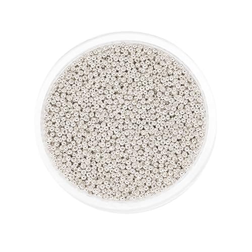 1800 Stück schillernde silberfarbene Rocailles-Perlen für Armbandherstellung, 2 mm, Mini-Abstandshalter, Glasperlen zum Basteln, Ohrring/Halsketten-Perlen 1800 Stück schillernde silberfarbene Rocailles-Perlen für Armbandherstellung, 2 mm, Mini-Abstandshalter, Glasperlen zum Basteln, Ohrring/Halsketten-Perlen von Mcoser