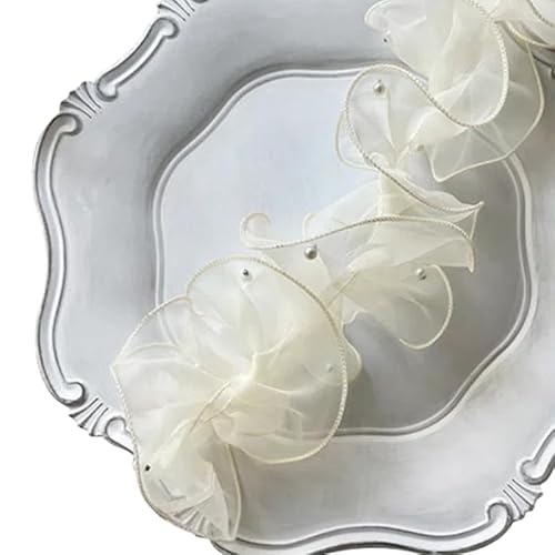 2 Meter beige gerüschte Spitzenborte mit Perlen 11 cm plissiertes Organza-Spitzenband für Blumensträuße/Geschenkverpackungen 2 Meter beige gerüschte Spitzenborte mit Perlen 11 cm plissiertes Organza-Spitzenband für Blumensträuße/Geschenkverpackungen von Mcoser