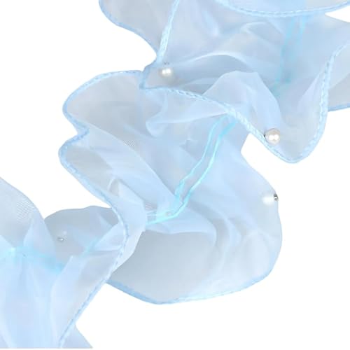 2 Meter himmelblaues gerüschtes Spitzenband mit Perlenperlen, 11 cm, plissiertes Organza-Spitzenband für Blumensträuße/Geschenkverpackungen 2 Meter himmelblaues gerüschtes Spitzenband mit Perlenperlen, 11 cm, plissiertes Organza-Spitzenband für Blumensträuße/Geschenkverpackungen von Mcoser