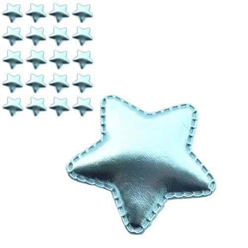 20 Stück blaue Ster-Applikationen zum Aufnähen, 5 cm, PU-Leder, glitzernde Stern-Verzierung, Flicken für Kleidung, Tasche, Pailletten-Dekor von Mcoser