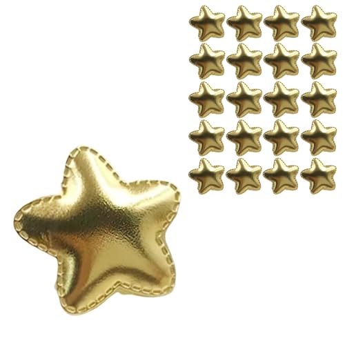 20 Stück goldene Ster-Applikationen zum Aufnähen, 5 cm, PU-Leder, glitzernde Stern-Verzierung für Kleidung, Tasche, Pailletten-Dekor von Mcoser