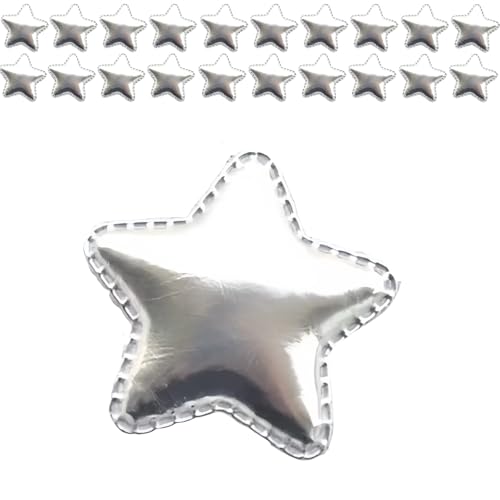 20 Stück silberne Ster-Applikationen zum Aufnähen, 5 cm, PU-Leder, glitzernde Stern-Verzierung für Kleidung, Tasche, Pailletten-Dekor von Mcoser