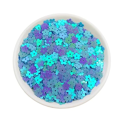 20 g schillernde blaue Blumen-Pailletten zum Nähen, Kunststoff-Pflaumenblütenperlen, 7 mm, Blumenscheibe, lose Pailletten für Scrapbooking, Bühnendekorationen von Mcoser