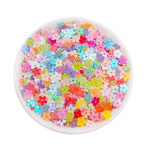 20 g schillernde bunte Blumen-Pailletten zum Nähen, Kunststoff-Pflaumenblütenperlen, 7 mm, Blumenscheibe, lose Pailletten für Scrapbooking, Bühnendekorationen von Mcoser