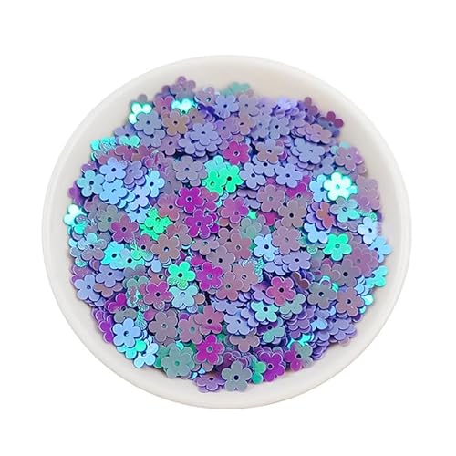 20 g schillernde lila Blumen-Pailletten zum Nähen, Kunststoff-Pflaumenblütenperlen, 7 mm, Blumenscheibe, lose Pailletten für Scrapbooking, Bühnendekorationen von Mcoser