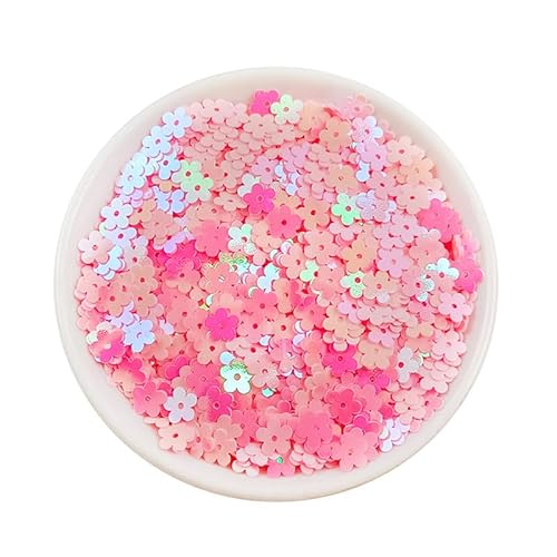 20 g schillernde rosa Blumen-Pailletten zum Nähen, Kunststoff-Pflaumenblütenperlen, 7 mm, Blumenscheibe, lose Pailletten für Scrapbooking, Bühnendekorationen von Mcoser