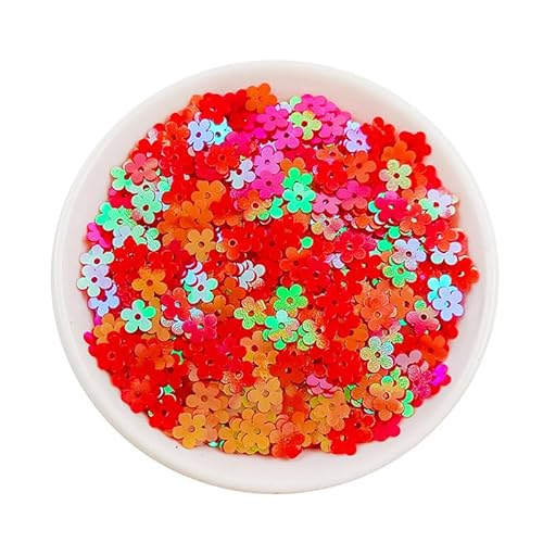 20 g schillernde rote Blumen-Pailletten zum Nähen, Kunststoff-Pflaumenblütenperlen, 7 mm, Blumenscheibe, lose Pailletten für Scrapbooking, Bühnendekorationen von Mcoser