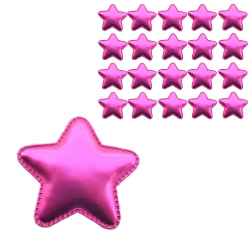 20 x Rosen-rote Ster-Applikationen zum Aufnähen, 5 cm, PU-Leder, glitzernde Stern-Verzierung, Flicken für Kleidung, Tasche, Pailletten-Dekor von Mcoser