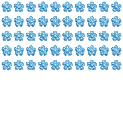 20 x blaue Blumen-Applikationen zum Aufnähen, PU-Leder, schillernde Blumenform, Verzierung für Kleidung, Tasche, Pailletten-Dekoration, 2 cm. von Mcoser