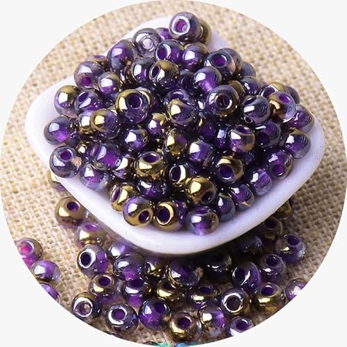 260 Stück schillernde dunkelviolette Glas-Rocailles für Armbandherstellung, 4 mm, Mini-Abstandhalter, Glasperlen zum Basteln, Ohrring/Halsketten-Perlen von Mcoser