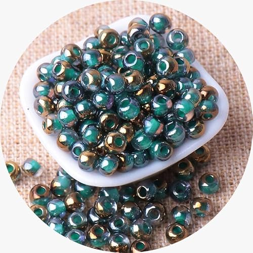260 Stück schillernde grüne Glas-Rocailles für Armbandherstellung, 4 mm, Mini-Abstandhalter, Glasperlen zum Basteln, Ohrring/Halsketten-Perlen von Mcoser