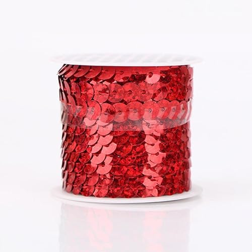 4,5 m lange glitzernde rote Paillettenbordüre, 6 mm runde Paillettenschnur, PVC-Laser-Pailletten-Rolle, Bänder zum Nähen, Glitzer-Dekor von Mcoser
