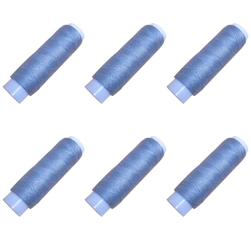 6 Rollen 130 m Polyester-Nähgarne, graue Fäden für Allzweck-Nähmaschine und Handstickerei von Mcoser