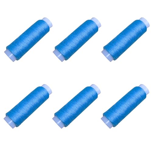 6 Rollen 130 m Polyester-Nähgarne, hellblaue Fäden für Allzweck-Nähmaschine und Handstickerei von Mcoser