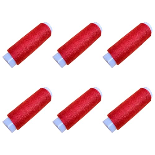 6 Rollen 130 m Polyester-Nähgarne, rote Fäden für Allzweck-Nähmaschine und Handstickerei von Mcoser