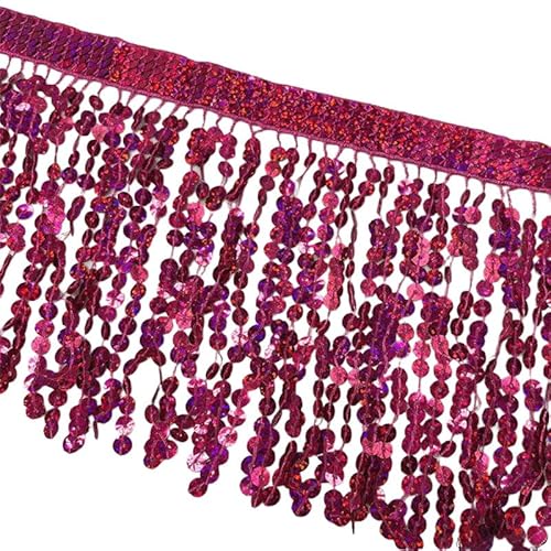 Fransenbordüre mit Pailletten, 91 cm lang, glänzend, Rosenrot, zum Nähen, für selbstgemachte Stoffdekoration Fransenbordüre mit Pailletten, 91 cm lang, glänzend, Rosenrot, zum Nähen, für selbstgemachte Stoffdekoration von Mcoser
