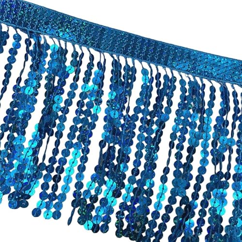 Fransenbordüre mit Pailletten, 91 cm lang, glänzend, Seeblau, zum Nähen, für selbstgemachte Stoffdekoration Fransenbordüre mit Pailletten, 91 cm lang, glänzend, Seeblau, zum Nähen, für selbstgemachte Stoffdekoration von Mcoser