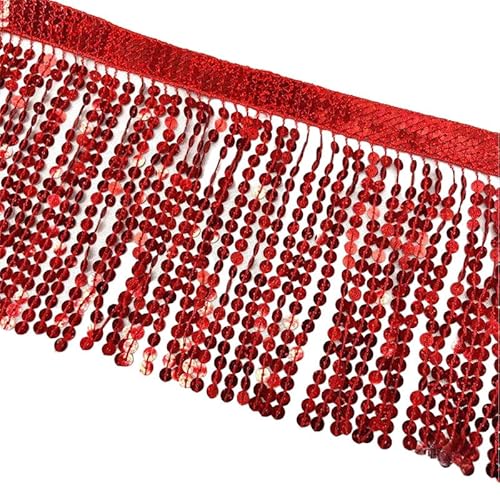 Fransenborte mit Pailletten, 91 cm lang, glänzend, rot, zum Nähen, für selbstgemachte Stoffdekoration Fransenborte mit Pailletten, 91 cm lang, glänzend, rot, zum Nähen, für selbstgemachte Stoffdekoration von Mcoser