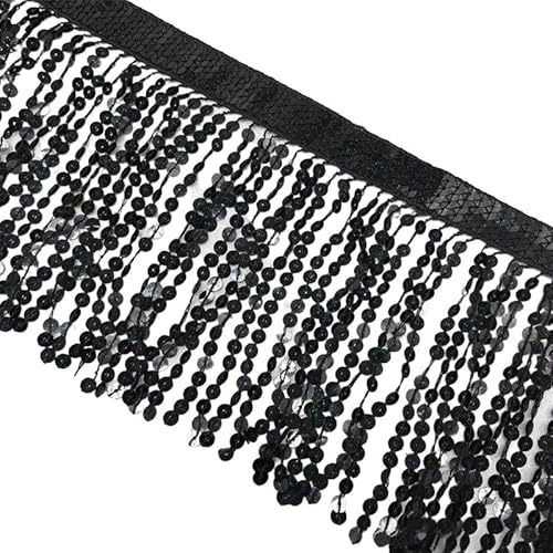 Fransenborte mit Pailletten, 91 cm lang, glänzend, schwarz, zum Nähen, für selbstgemachte Stoffdekoration Fransenborte mit Pailletten, 91 cm lang, glänzend, schwarz, zum Nähen, für selbstgemachte Stoffdekoration von Mcoser