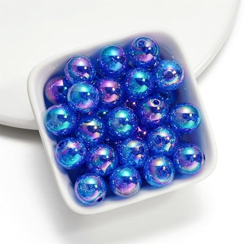Glitzer-Acrylperlen, rund, Crackles, 16 mm, dunkelblau, lose Perlen zum Basteln, 20 Stück von Mcoser