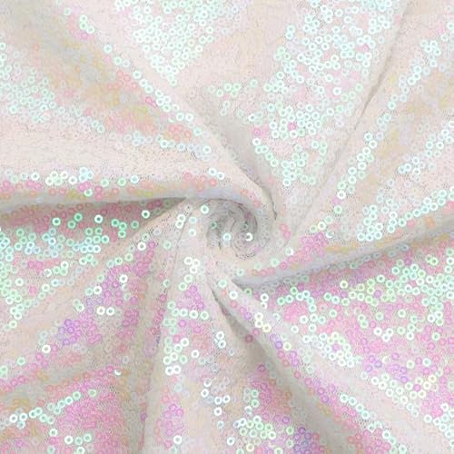 Glitzernder Paillettenstoff, 50 x 130 cm, Weiß, glitzerndes Material, Netzstoff für Glitzerkleidung, Bühnenkostüm-Dekoration von Mcoser