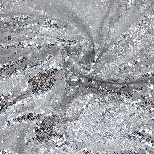 Glitzernder Paillettenstoff, 50 x 130 cm, silberfarben, glitzernd, Stoff, Netzstoff für Glitzerkleidung, Bühnenkostüm, Dekoration von Mcoser