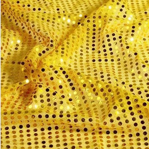 Glitzernder Paillettenstoff mit Punkt, 1,1 m breit, goldfarben, glitzernd, Netzstoff für Glitzerkleidung, Bühne, Kostüm-Dekoration, 1 m Glitzernder Paillettenstoff mit Punkt, 1,1 m breit, goldfarben, glitzernd, Netzstoff für Glitzerkleidung, Bühne, Kostüm-Dekoration, 1 m von Mcoser