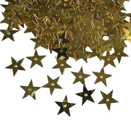Goldfarbene Metallic-Stern-Pailletten, 20 g, 4000 Stück, lose Glitzerstern-Konfetti mit Loch, Metallic-Folie, Sterne zum Nähen, Kleiderdekoration, Bühnendekoration, Bastel- und Partyzubehör von Mcoser