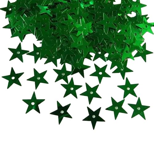 Grüne Metallic-Stern-Pailletten, 20 g, 4000 Stück, lose Glitzerstern-Konfetti mit Loch, Metallic-Folie, Sterne zum Nähen, Kleiderdekoration, Bühnendekoration, Bastel- und Partyzubehör von Mcoser
