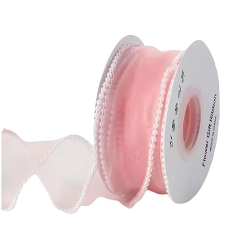 Organza-Chiffonband mit Perlenrand, 4 cm breit, durchsichtiges Organza-Band, für Geschenkverpackungen, 1 Rolle Organza-Chiffonband mit Perlenrand, 4 cm breit, durchsichtiges Organza-Band, für Geschenkverpackungen, 1 Rolle von Mcoser