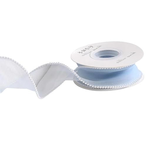 Organza-Chiffonband mit Perlenrand, 4 cm breit, durchsichtiges Organza-Band, für Geschenkverpackungen, Blau, 1 Rolle Organza-Chiffonband mit Perlenrand, 4 cm breit, durchsichtiges Organza-Band, für Geschenkverpackungen, Blau, 1 Rolle von Mcoser