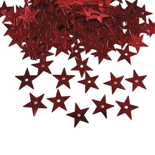 Rote Metallic-Stern-Pailletten, 20 g, 4000 Stück, lose Glitzerstern-Konfetti mit Loch, Metallic-Folie, Sterne zum Nähen, Kleiderdekoration, Bühnendekoration, Bastel- und Partyzubehör von Mcoser