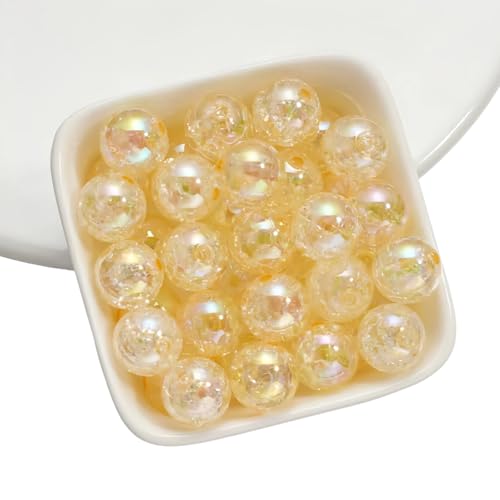 Runde Glitzer-Acrylperlen, 12 mm, beige, lose Perlen zum Basteln, 40 Stück von Mcoser