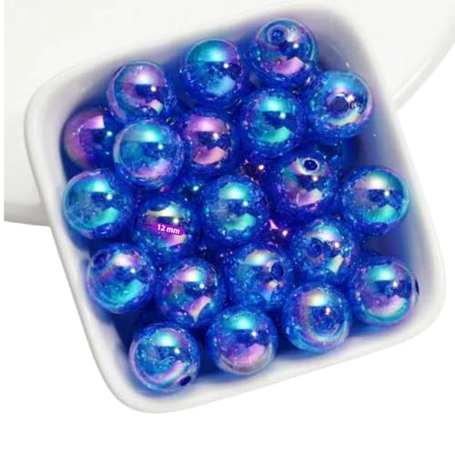 Runde Glitzer-Acrylperlen, 12 mm, dunkelblau, lose Perlen zum Basteln, 40 Stück von Mcoser