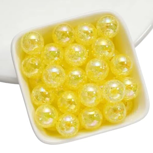 Runde Glitzer-Acrylperlen, 12 mm, gelbe lose Perlen zum Basteln, 40 Stück von Mcoser