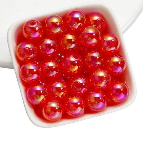 Runde Glitzer-Acrylperlen, 12 mm, rote lose Perlen zum Basteln, 40 Stück von Mcoser