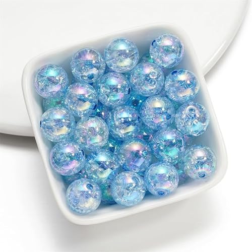 Runde Glitzer-Acrylperlen, Craquelle-Perlen, 16 mm, blau, lose Perlen zum Basteln, 20 Stück von Mcoser