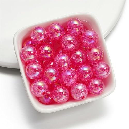 Runde Glitzer-Acrylperlen, Craquelle-Perlen, 16 mm, rosarot, lose Perlen zum Basteln, 20 Stück von Mcoser