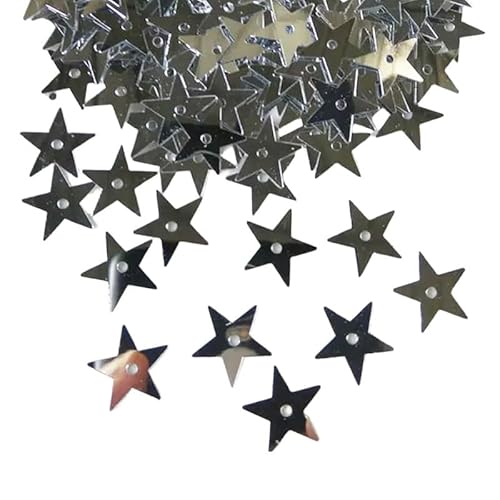 Silberfarbene Metallic-Stern-Pailletten, 20 g, 4000 Stück, lose Glitzerstern-Konfetti mit Loch, Metallic-Folie, Sterne zum Nähen, Kleiderdekoration, Bühnendekoration, Bastel- und Partyzubehör von Mcoser