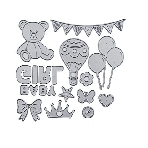 Stanzformen für Scrapbooking, Bastelarbeiten, Bär, Banner, Ballon, Baby, Stanzschablone, DIY, Scrapbooking, Papierkarten, Dekoration, Schablone – Silber Stanzformen für Scrapbooking, Bastelarbeiten, Bär, Banner, Ballon, Baby, Stanzschablone, DIY, Scrapbooking, Papierkarten, Dekoration, Schablone – Silber von Mcties