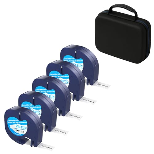 5 Stück kompatibel mit Dymo Letra-Tag Nachfüllpackungen 91201 Etikettenmacher Klebeband und Etui, kompatibel mit DYMO Letra-Tag LT-100H Handetikettenmacher 5 Stück kompatibel mit Dymo Letra-Tag Nachfüllpackungen 91201 Etikettenmacher Klebeband und Etui, kompatibel mit DYMO Letra-Tag LT-100H Handetikettenmacher von Mdmcjmzj