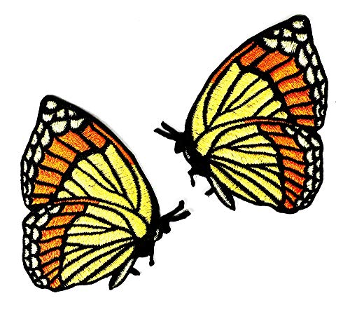 Megadee Aufnäher zum Aufbügeln, Motiv: Vögel, Insekt, Biene, Schmetterling, 6,9 x 6,3 cm, 2 Stück, Motiv: Schmetterling, Fantasy 001 von MeGaDee cartoon patch