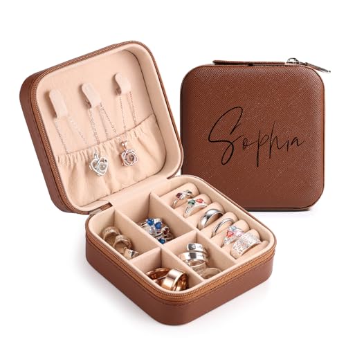 MeMeDIY Personalisierte Schmuckschatulle mit Namen/Blume Individuelles Leder Reise-Schmuckkästchen Schmuck-Organizer-Box Hochzeit Brautjungfer Geschenke für Frauen und Mütter A2-Braun MeMeDIY Personalisierte Schmuckschatulle mit Namen/Blume Individuelles Leder Reise-Schmuckkästchen Schmuck-Organizer-Box Hochzeit Brautjungfer Geschenke für Frauen und Mütter A2-Braun von MeMeDIY