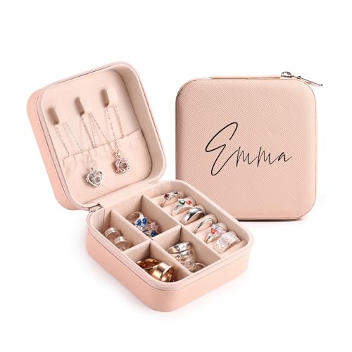 MeMeDIY Personalisierte Schmuckschatulle mit Namen/Blume Individuelles Leder Reise-Schmuckkästchen Schmuck-Organizer-Box Hochzeit Brautjungfer Geschenke für Frauen und Mütter B2-Rosa MeMeDIY Personalisierte Schmuckschatulle mit Namen/Blume Individuelles Leder Reise-Schmuckkästchen Schmuck-Organizer-Box Hochzeit Brautjungfer Geschenke für Frauen und Mütter B2-Rosa von MeMeDIY